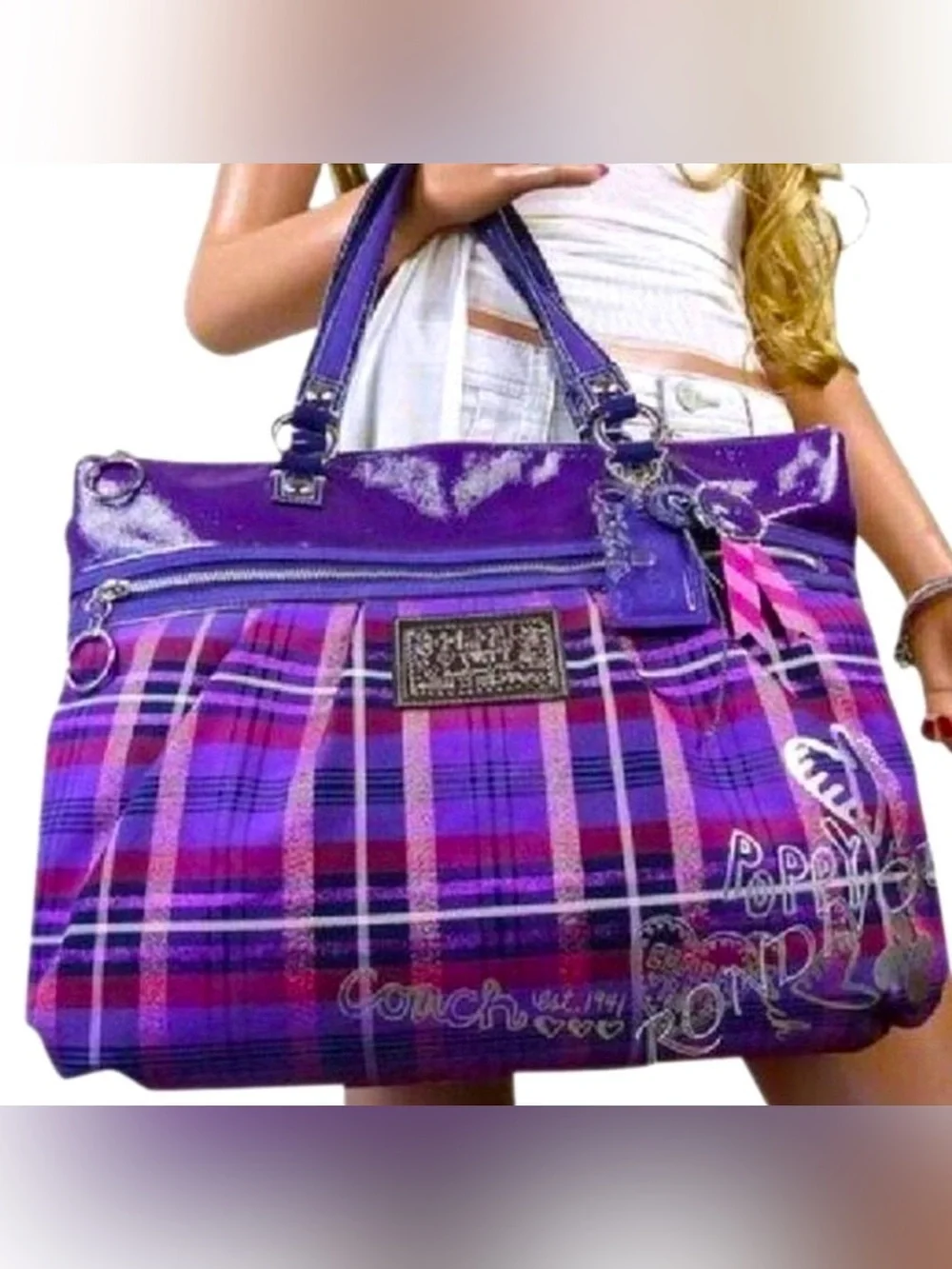 Rare! Coach Poppy Glam Large tote handbag